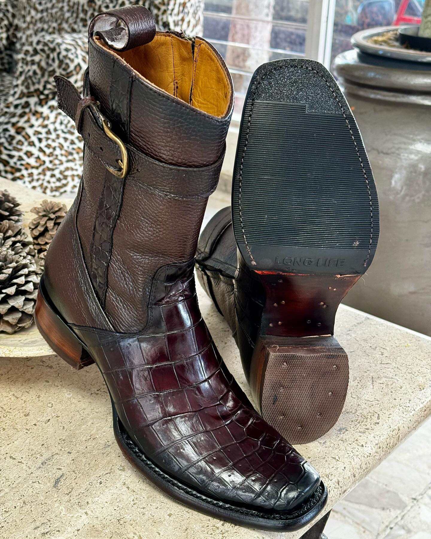 2024 Men's Denim Genuine Leather Casual Boots