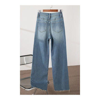Stylish slit stretch embroidered jeans