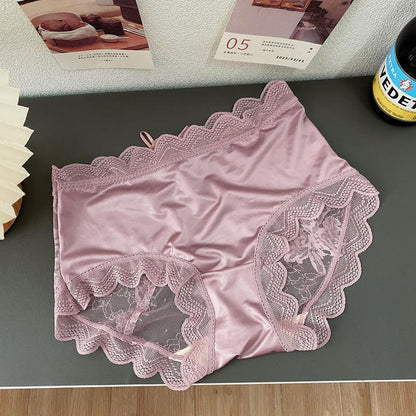 Ladies Sexy Hollow Breathable Mulberry Silk Panties