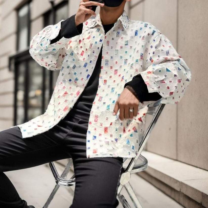 Stylish color block ripped jacket