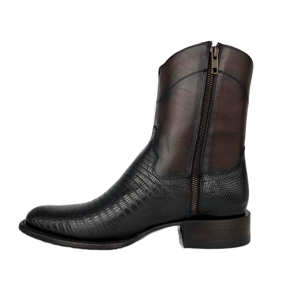 EMMA DARK BROWN LIZARD BOOTS