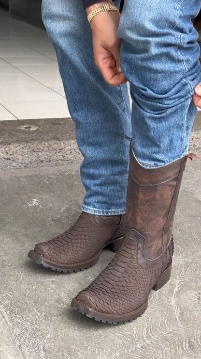 Vintage snake print cowboy boots-JTT6