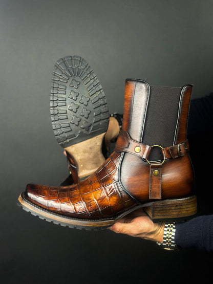 CARLO BROWN COCODRILO BOOTS