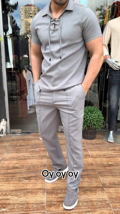 Summer Italian Men's Casual Two-Piece Suit