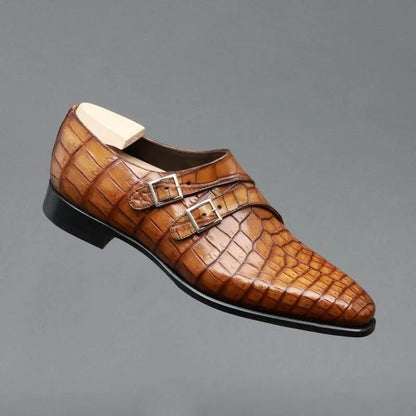 Italian crocodile leather light luxury shoes