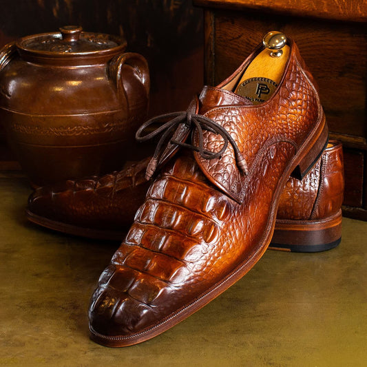 Men’s Brown Textured Leather Derby Shoes