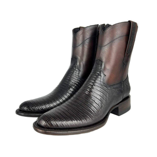 EMMA DARK BROWN LIZARD BOOTS