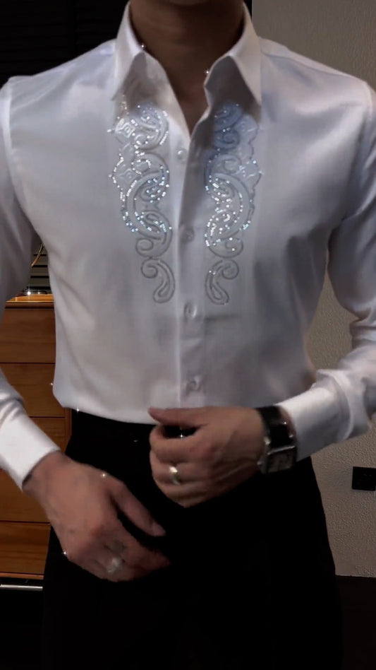 2024 Italian Men’s Rhinestone Shirt