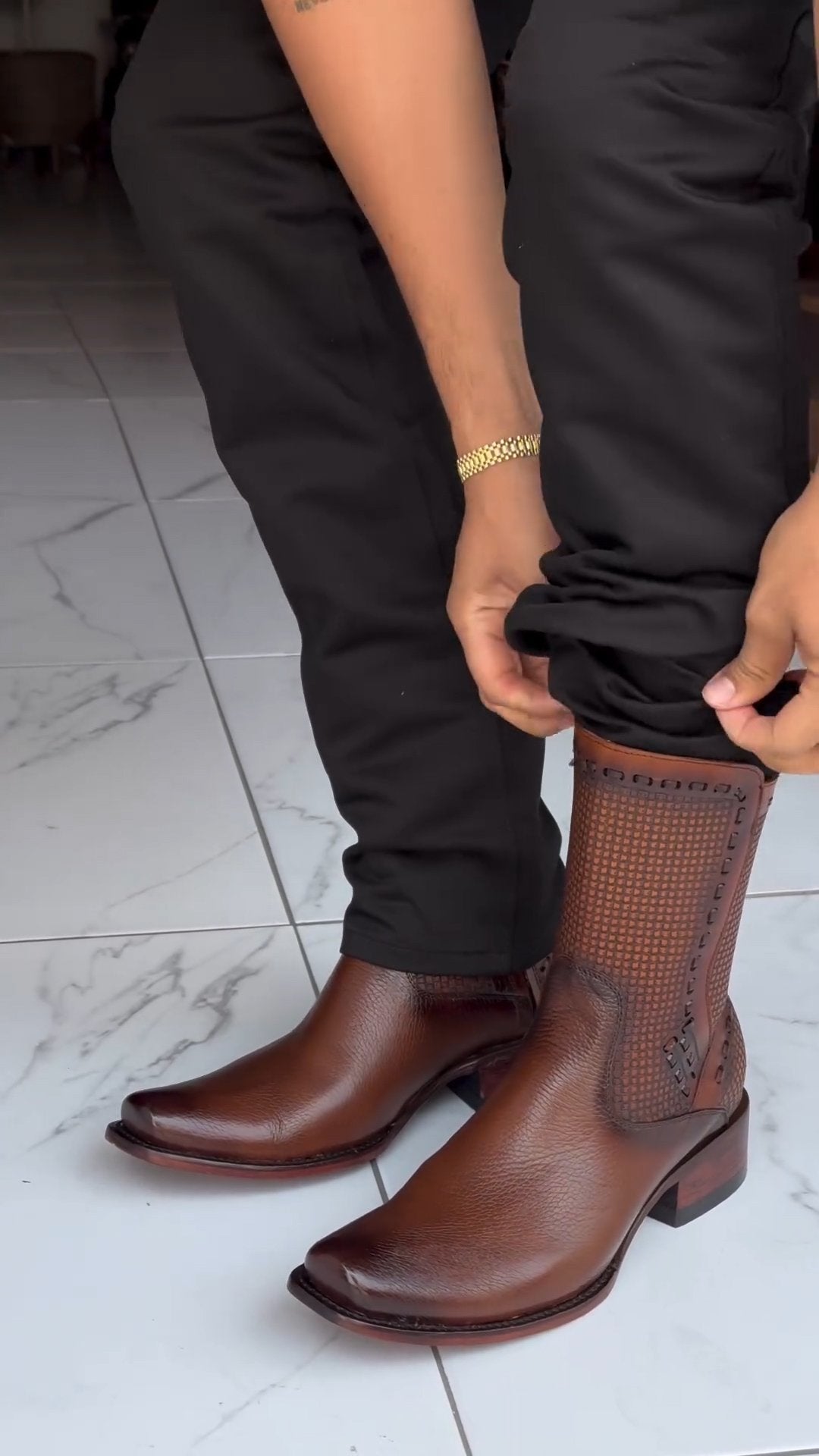2024 Fashion Honey Leather Cowboy Boots