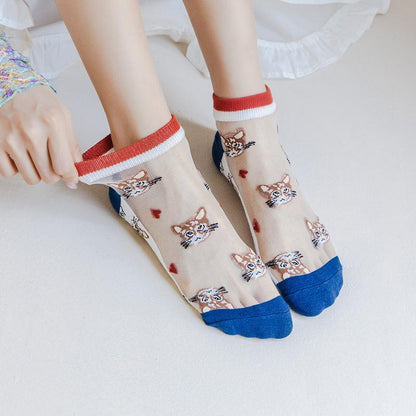 Summer Glass Silk Kitten Socks