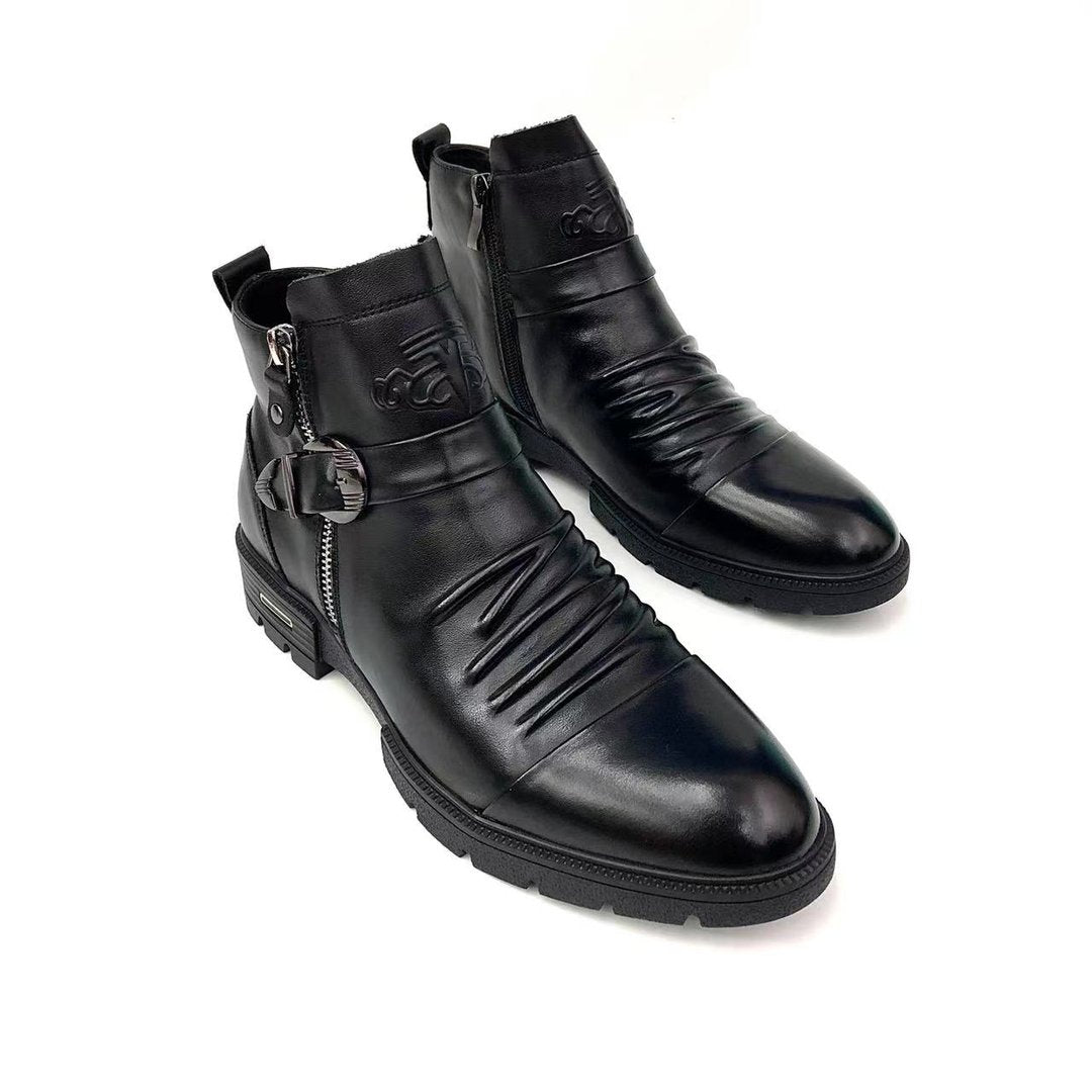 Genuine leather fashion versatile short boots