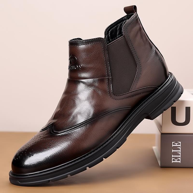 Italian leather plus fleece casual boots