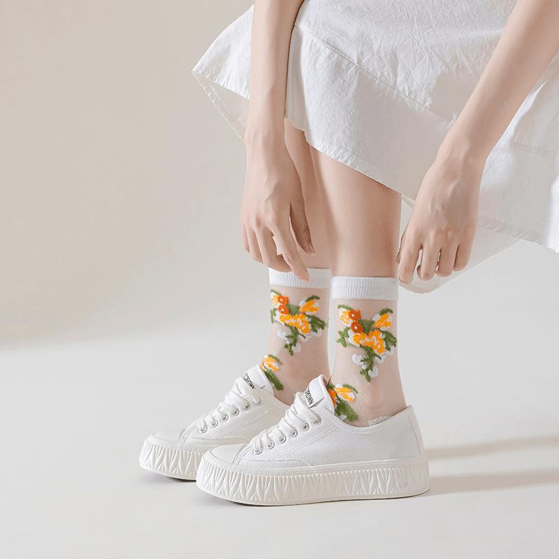 Summer breathable floral stockings