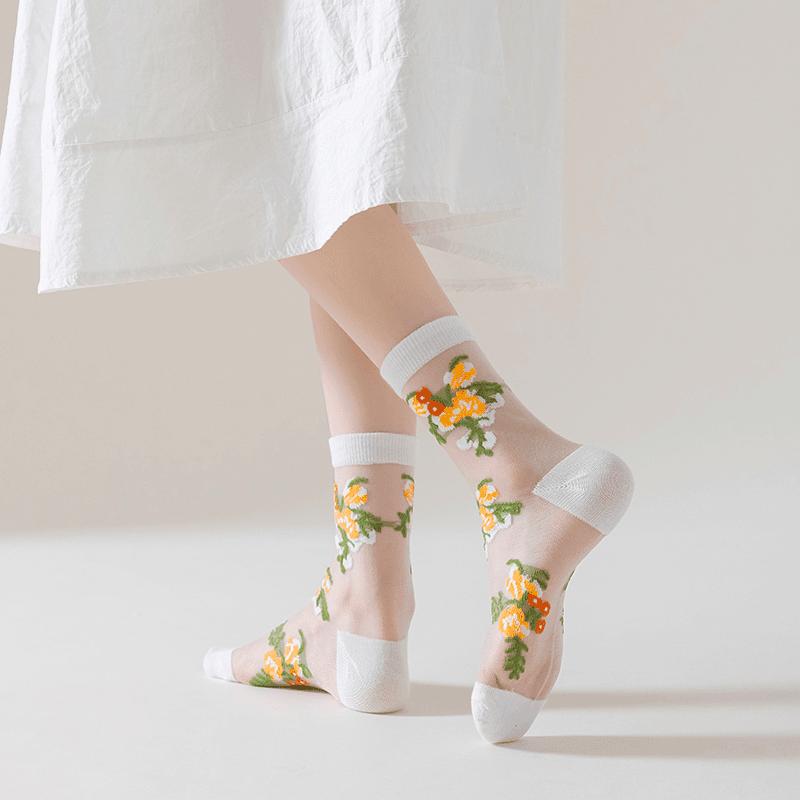 Summer breathable floral stockings