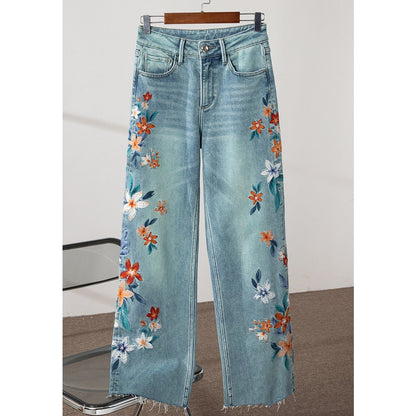 2023 new stretch embroidered jeans