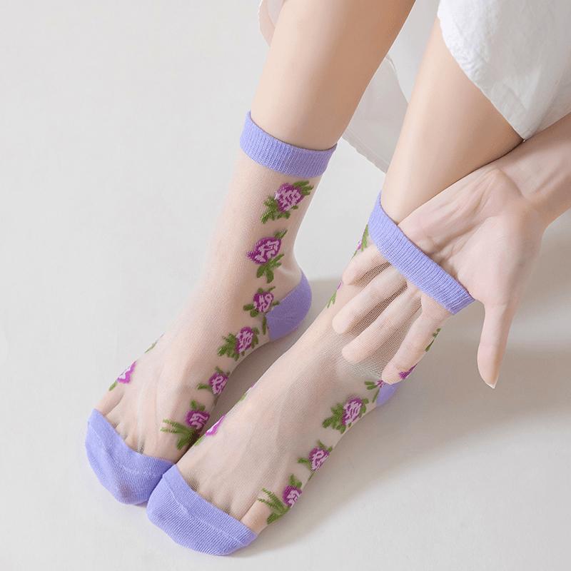 Summer breathable floral stockings