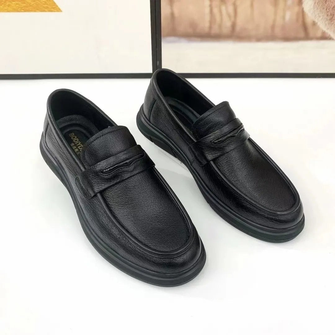 Men's cowhide all-match slip-on loafers