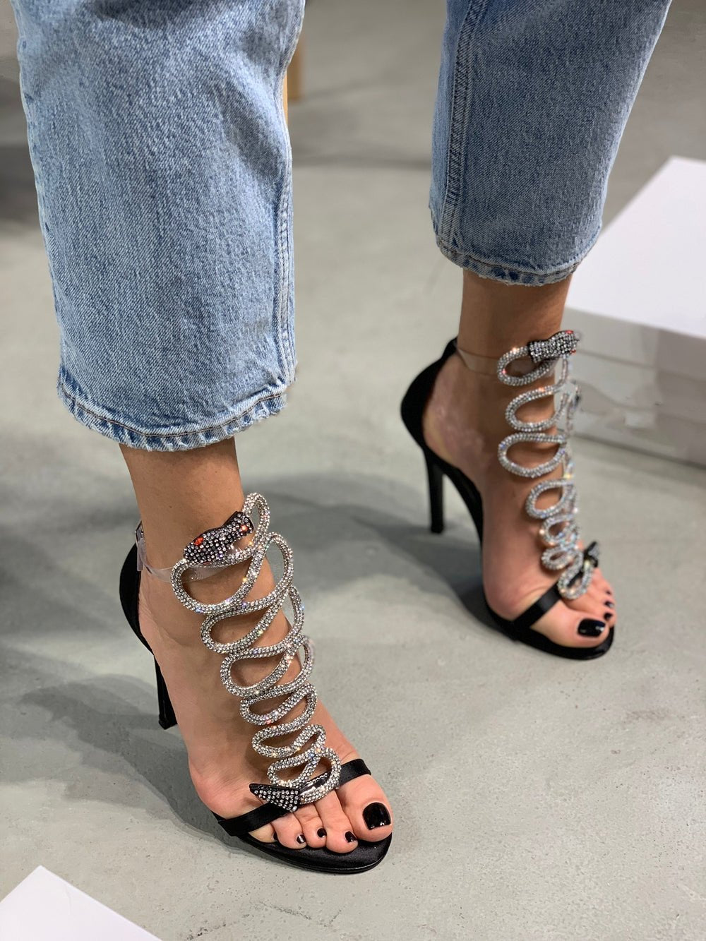 Ladies fashion snake print high heels